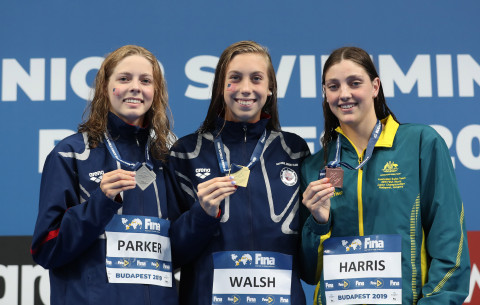 Meg Harris snares another bronze medal in the 50m freestyle.